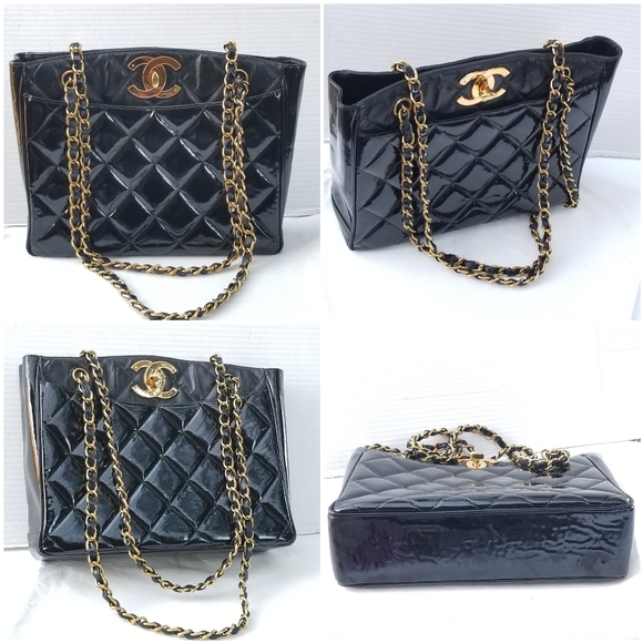 CHANEL Timeless Huge CC 24K Gold Plated Quilted leather chain strap Tote handbag - Picture 13 of 16